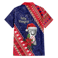 Guam Christmas Family Matching Off The Shoulder Long Sleeve Dress and Hawaiian Shirt Felis Nabidat Guaman Seal With Poinsettia LT05 - Polynesian Pride