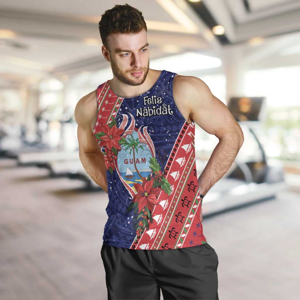 Guam Christmas Men Tank Top Felis Nabidat Guaman Seal With Poinsettia