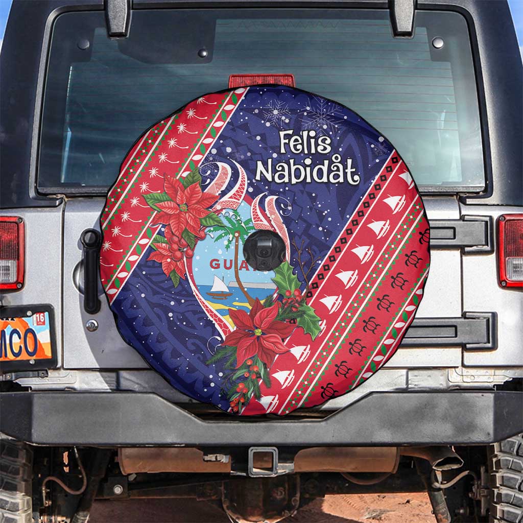 Guam Christmas Spare Tire Cover Felis Nabidat Guaman Seal With Poinsettia