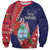 Guam Christmas Sweatshirt Felis Nabidat Guaman Seal With Poinsettia