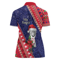 Guam Christmas Women Polo Shirt Felis Nabidat Guaman Seal With Poinsettia