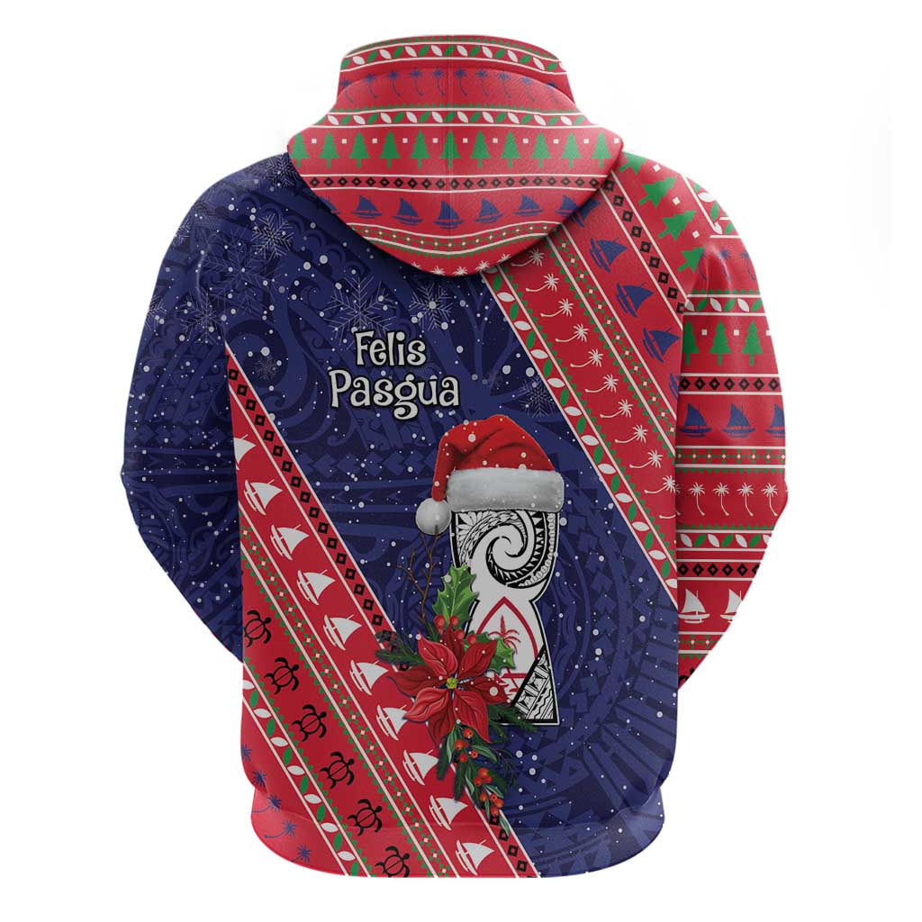 Guam Christmas Zip Hoodie Felis Nabidat Guaman Seal With Poinsettia LT05 - Polynesian Pride
