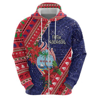 Guam Christmas Zip Hoodie Felis Nabidat Guaman Seal With Poinsettia LT05 - Polynesian Pride