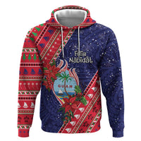 Guam Christmas Zip Hoodie Felis Nabidat Guaman Seal With Poinsettia LT05 Pullover Hoodie Blue - Polynesian Pride
