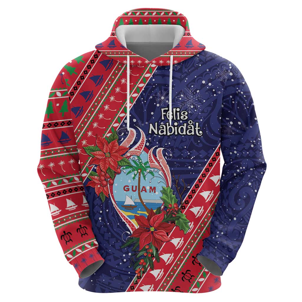 Guam Christmas Zip Hoodie Felis Nabidat Guaman Seal With Poinsettia LT05 - Polynesian Pride