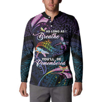 Personalised Polynesia Memorial Button Sweatshirt Always Remembered Dragonfly Polynesian Style