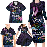 Personalised Polynesia Memorial Family Matching Long Sleeve Bodycon Dress and Hawaiian Shirt Always Remembered Dragonfly Polynesian Style LT05 - Polynesian Pride