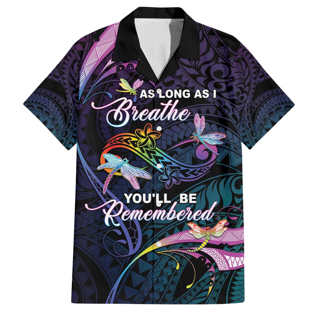Personalised Polynesia Memorial Family Matching Long Sleeve Bodycon Dress and Hawaiian Shirt Always Remembered Dragonfly Polynesian Style LT05 Dad's Shirt - Short Sleeve Colorful - Polynesian Pride