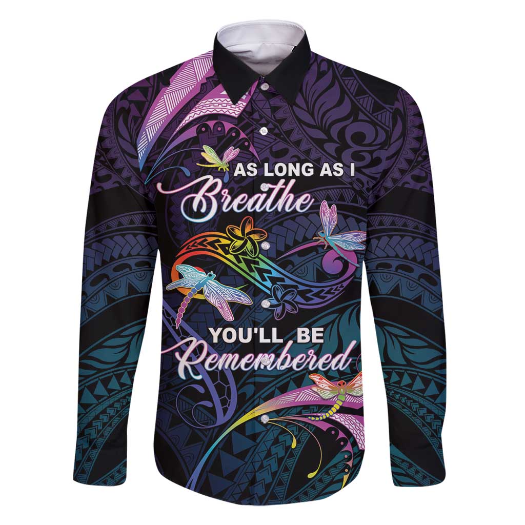 Personalised Polynesia Memorial Family Matching Mermaid Dress and Hawaiian Shirt Always Remembered Dragonfly Polynesian Style