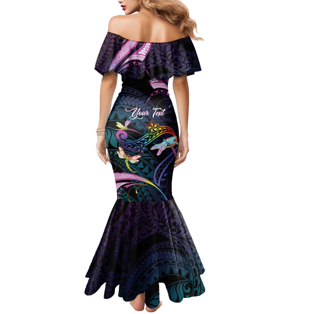 Personalised Polynesia Memorial Family Matching Mermaid Dress and Hawaiian Shirt Always Remembered Dragonfly Polynesian Style