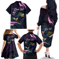 Personalised Polynesia Memorial Family Matching Off The Shoulder Long Sleeve Dress and Hawaiian Shirt Always Remembered Dragonfly Polynesian Style LT05 - Polynesian Pride