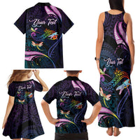 Personalised Polynesia Memorial Family Matching Tank Maxi Dress and Hawaiian Shirt Always Remembered Dragonfly Polynesian Style