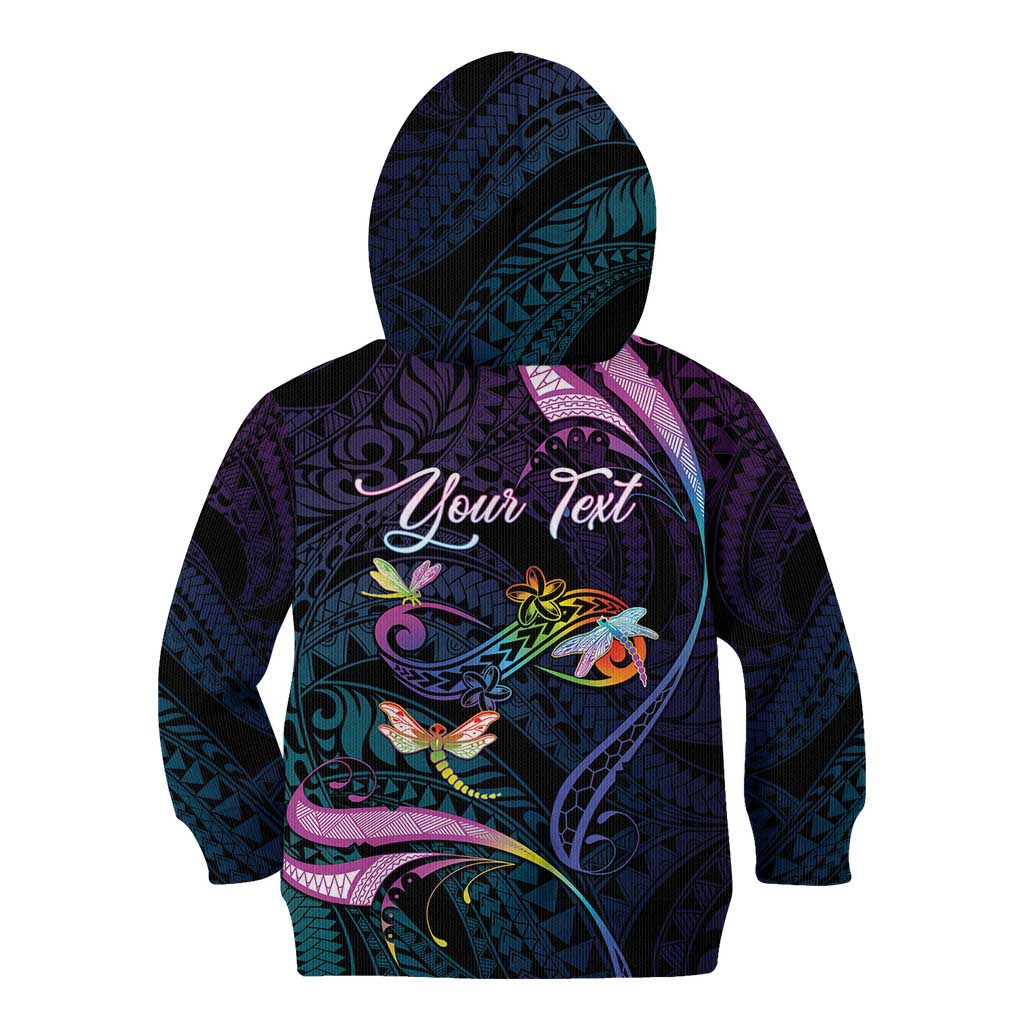 Personalised Polynesia Memorial Kid Hoodie Always Remembered Dragonfly Polynesian Style