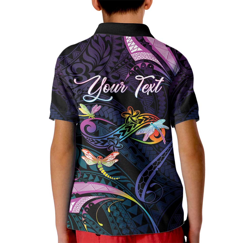 Personalised Polynesia Memorial Kid Polo Shirt Always Remembered Dragonfly Polynesian Style