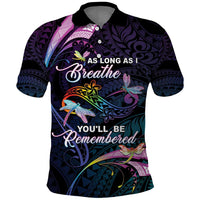 Personalised Polynesia Memorial Polo Shirt Always Remembered Dragonfly Polynesian Style