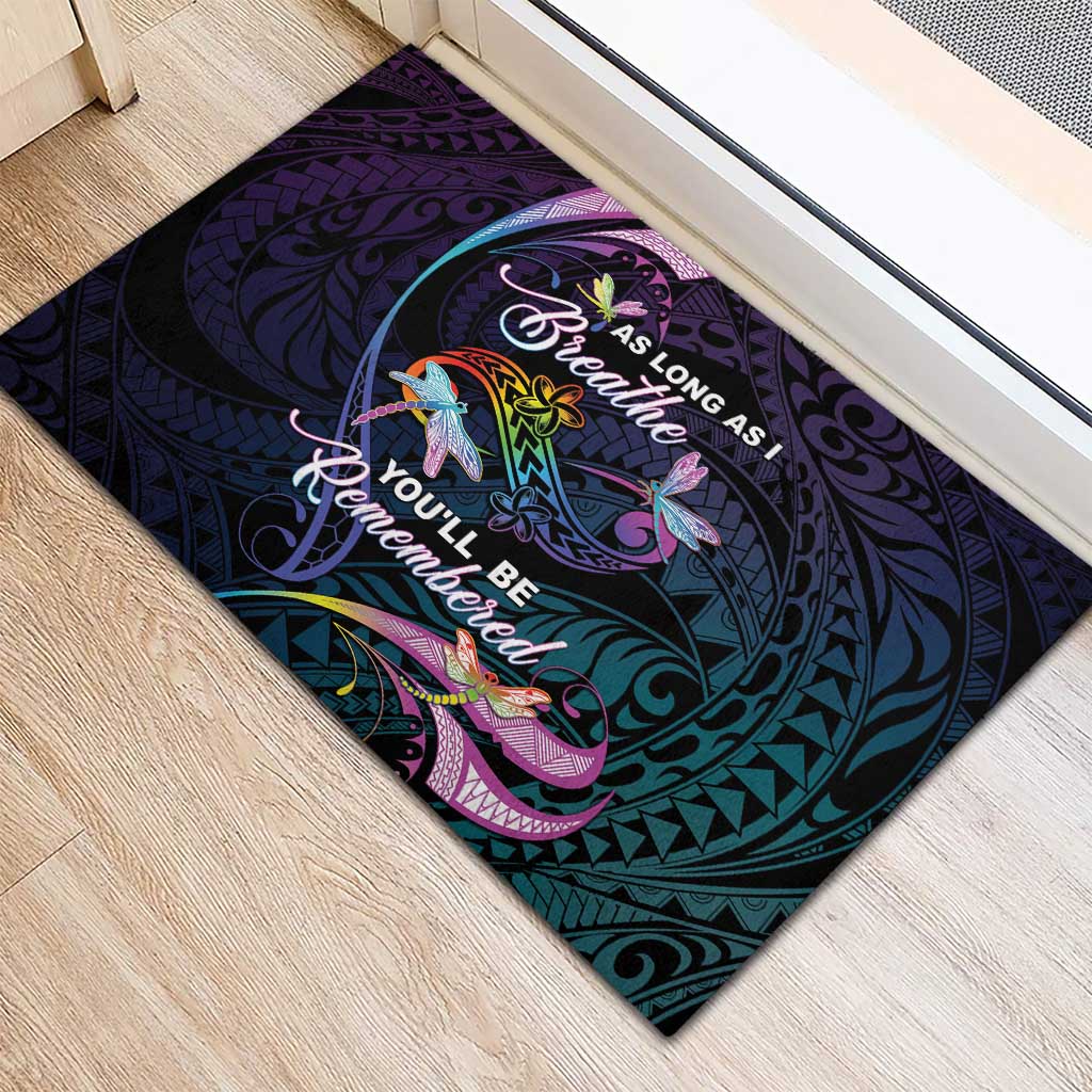 Polynesia Memorial Rubber Doormat Always Remembered Dragonfly Polynesian Style