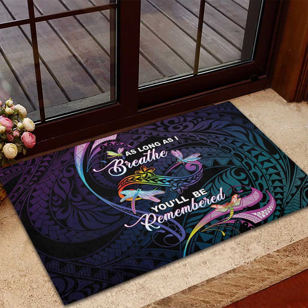 Polynesia Memorial Rubber Doormat Always Remembered Dragonfly Polynesian Style