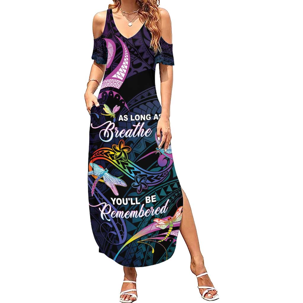 Personalised Polynesia Memorial Summer Maxi Dress Always Remembered Dragonfly Polynesian Style