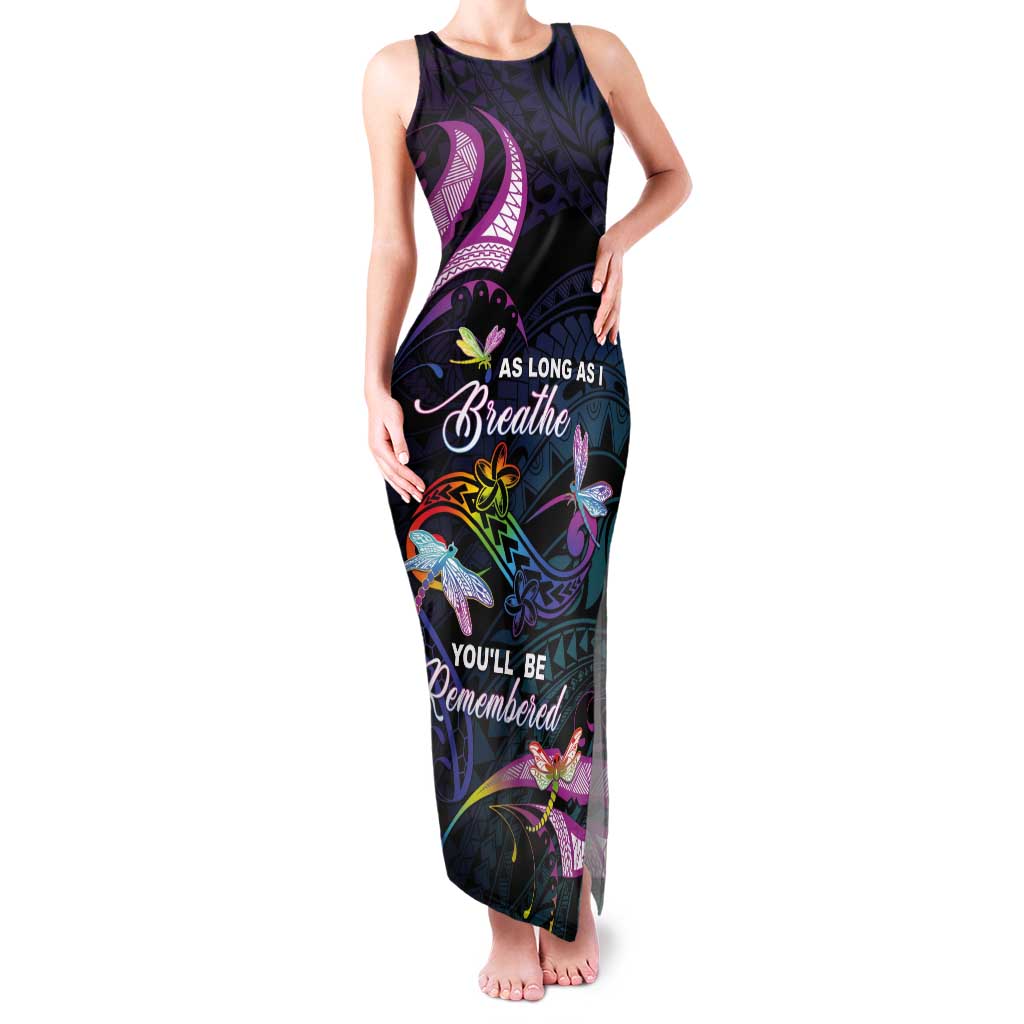 Personalised Polynesia Memorial Tank Maxi Dress Always Remembered Dragonfly Polynesian Style