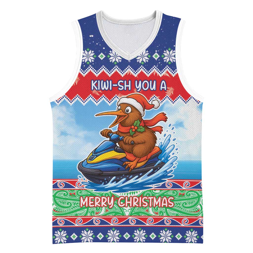 New Zealand Christmas Basketball Jersey Funny Jet Ride Kiwi Xmas - Polynesian Pride