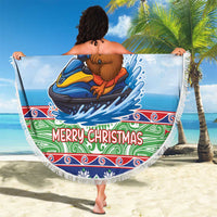 New Zealand Christmas Beach Blanket Funny Jet Ride Kiwi Xmas - Polynesian Pride