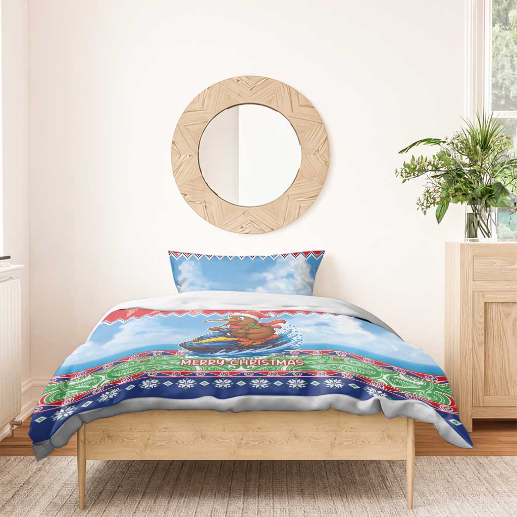 New Zealand Christmas Bedding Set Funny Jet Ride Kiwi Xmas - Polynesian Pride