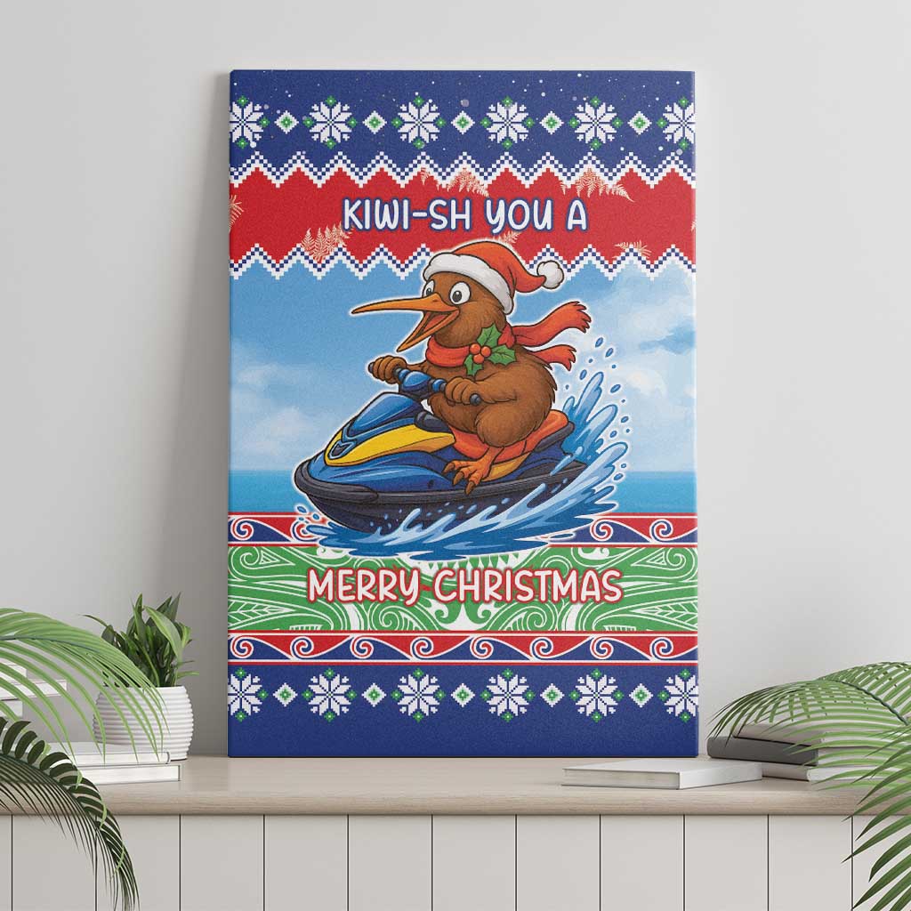 New Zealand Christmas Canvas Wall Art Funny Jet Ride Kiwi Xmas - Polynesian Pride