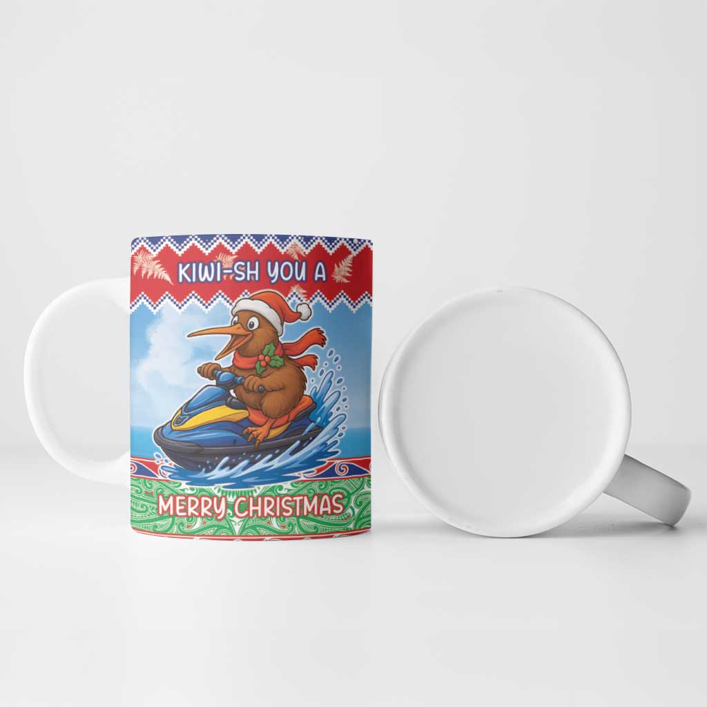 New Zealand Christmas Ceramic Mug Funny Jet Ride Kiwi Xmas - Polynesian Pride