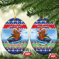 New Zealand Christmas Ceramic Ornament Funny Jet Ride Kiwi Xmas - Polynesian Pride