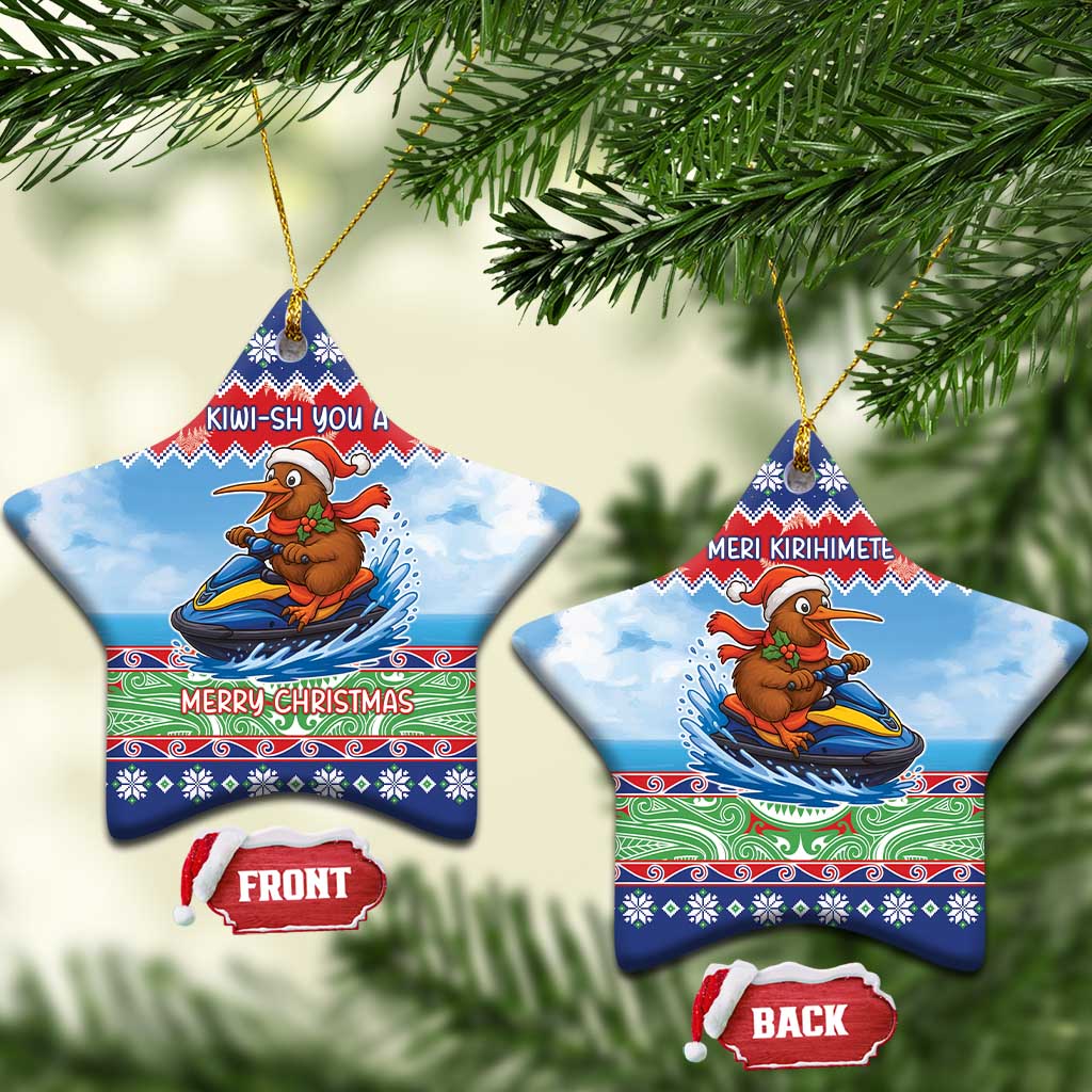 New Zealand Christmas Ceramic Ornament Funny Jet Ride Kiwi Xmas - Polynesian Pride