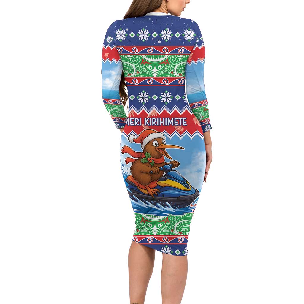New Zealand Christmas Family Matching Long Sleeve Bodycon Dress and Hawaiian Shirt Funny Jet Ride Kiwi Xmas - Polynesian Pride