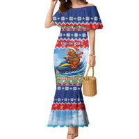 New Zealand Christmas Family Matching Mermaid Dress and Hawaiian Shirt Funny Jet Ride Kiwi Xmas - Polynesian Pride