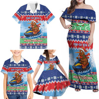 New Zealand Christmas Family Matching Off Shoulder Maxi Dress and Hawaiian Shirt Funny Jet Ride Kiwi Xmas - Polynesian Pride