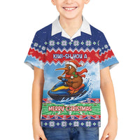 New Zealand Christmas Family Matching Tank Maxi Dress and Hawaiian Shirt Funny Jet Ride Kiwi Xmas - Polynesian Pride