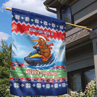 New Zealand Christmas Garden Flag Funny Jet Ride Kiwi Xmas - Polynesian Pride