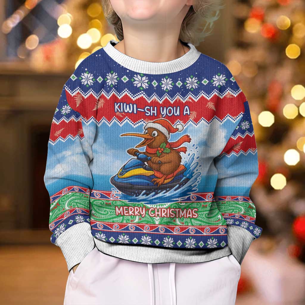 New Zealand Christmas Kid Ugly Christmas Sweater Funny Jet Ride Kiwi Xmas - Polynesian Pride