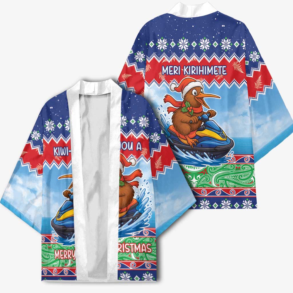 New Zealand Christmas Kimono Funny Jet Ride Kiwi Xmas - Polynesian Pride