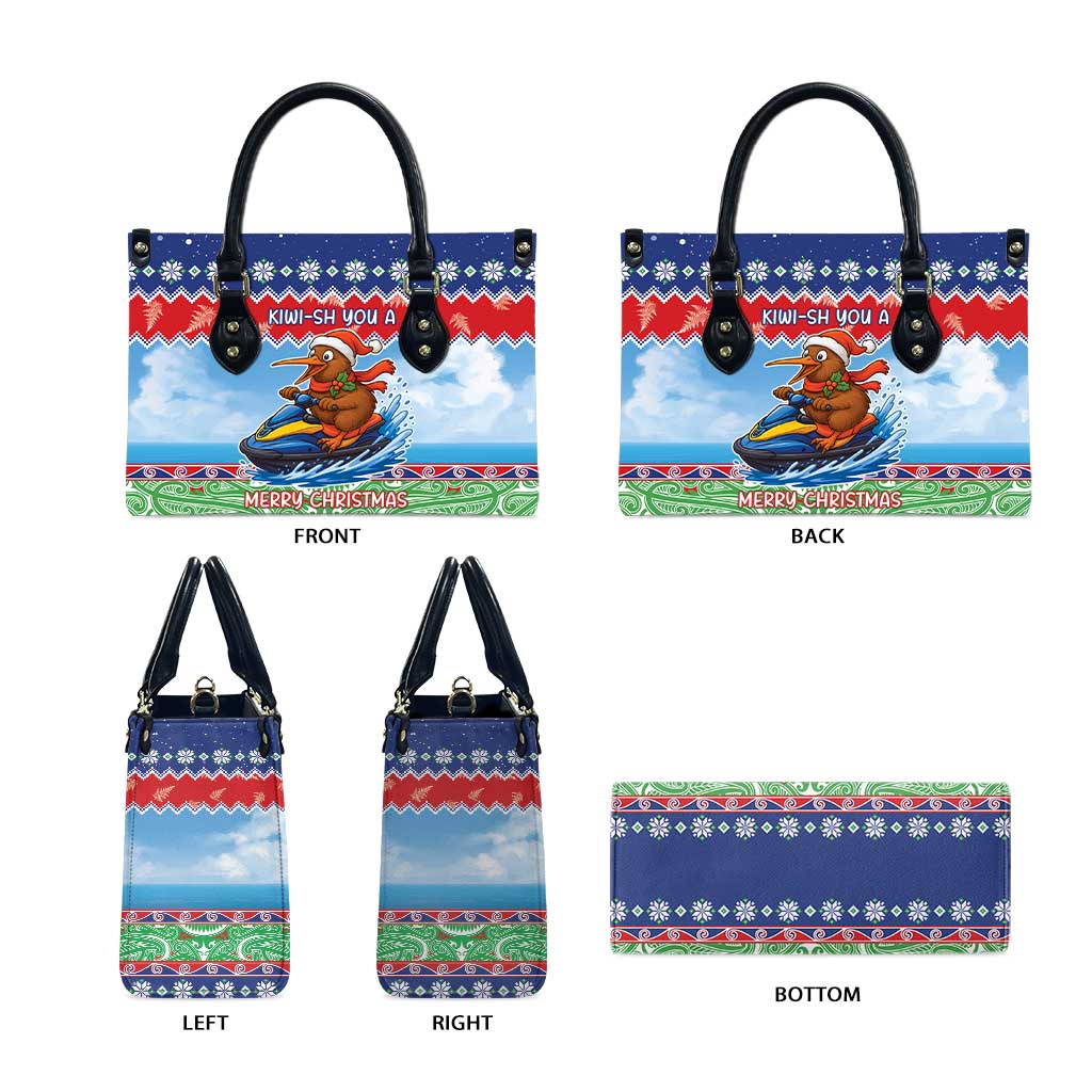 New Zealand Christmas Leather Bag Funny Jet Ride Kiwi Xmas - Polynesian Pride