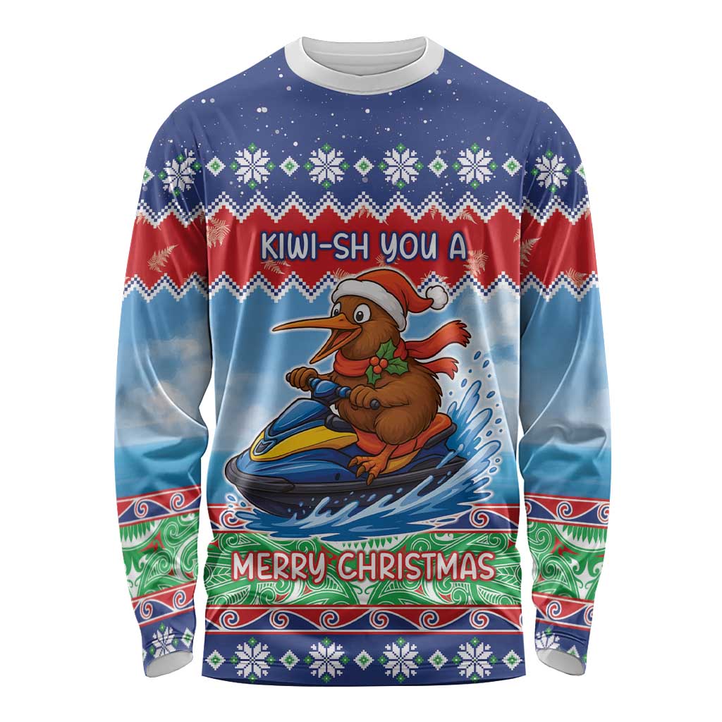 New Zealand Christmas Long Sleeve Shirt Funny Jet Ride Kiwi Xmas - Polynesian Pride