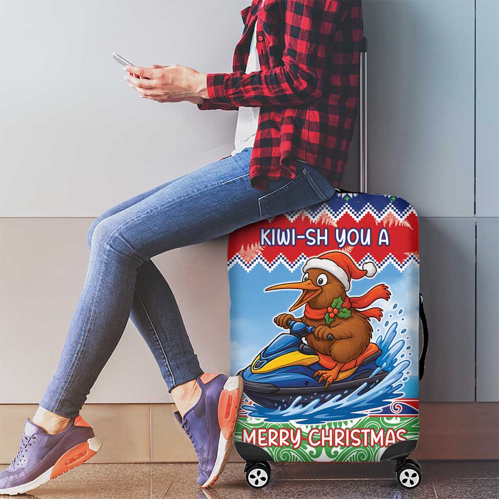 New Zealand Christmas Luggage Cover Funny Jet Ride Kiwi Xmas - Polynesian Pride