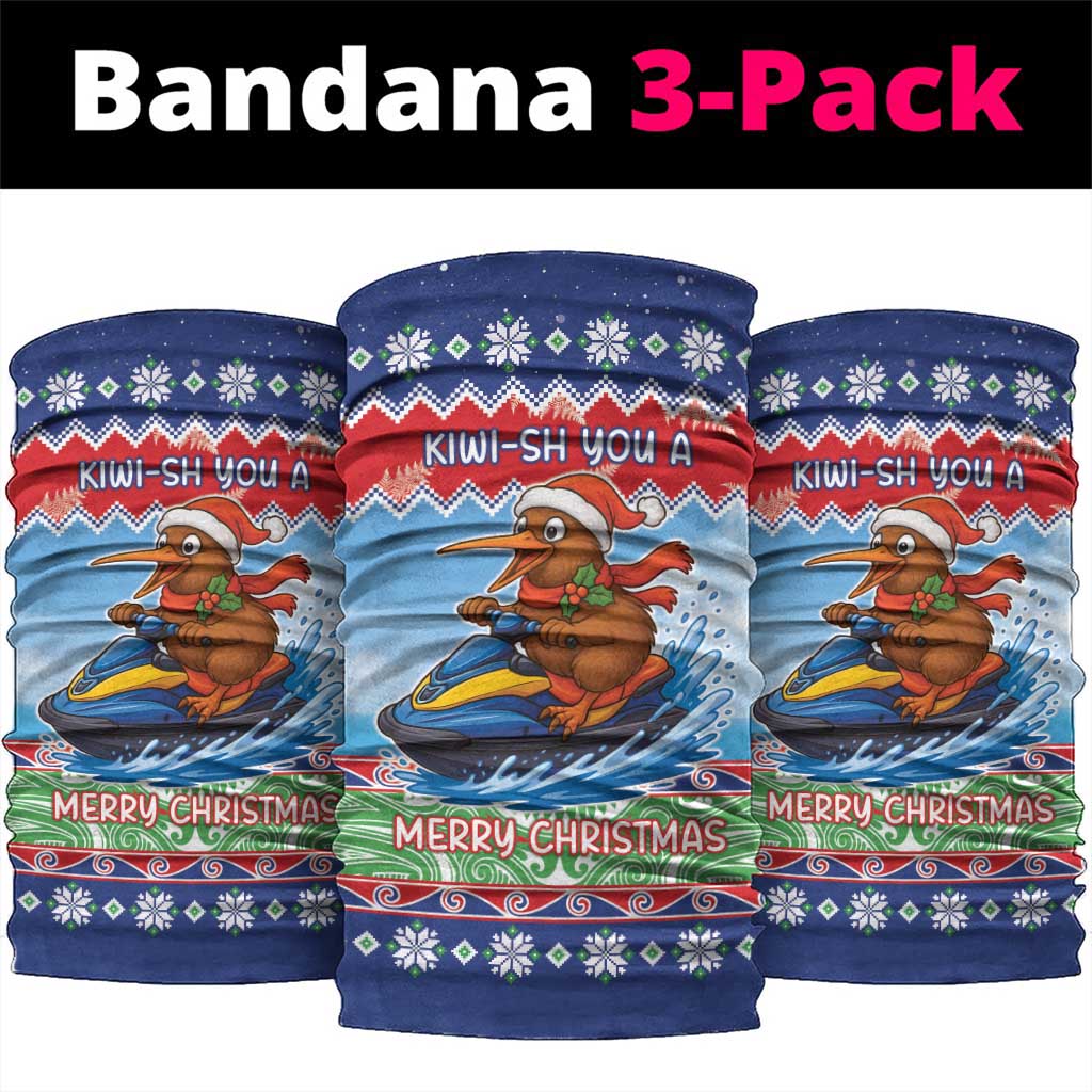 New Zealand Christmas Neck Gaiter Funny Jet Ride Kiwi Xmas - Polynesian Pride