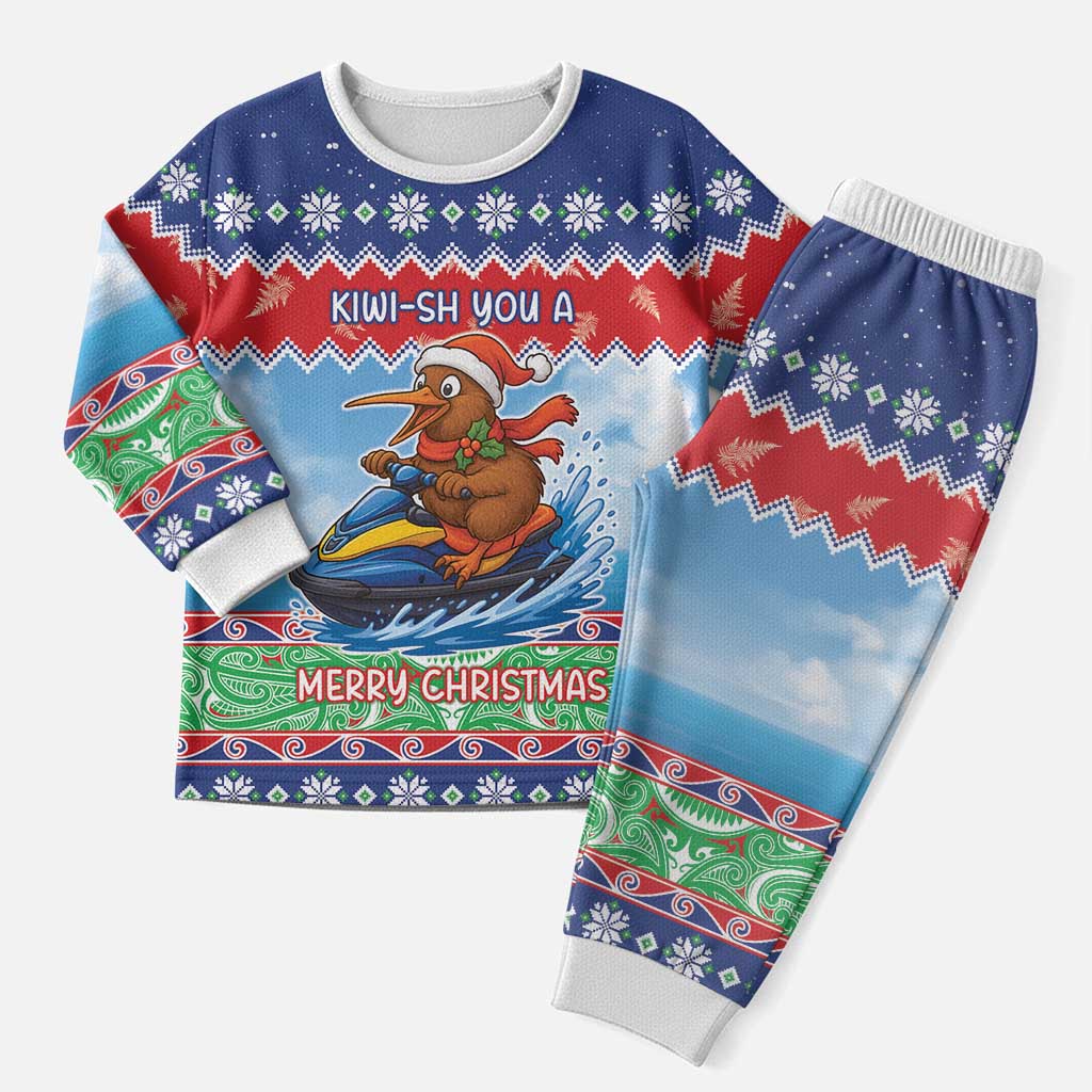 New Zealand Christmas Pajama Set Funny Jet Ride Kiwi Xmas - Polynesian Pride