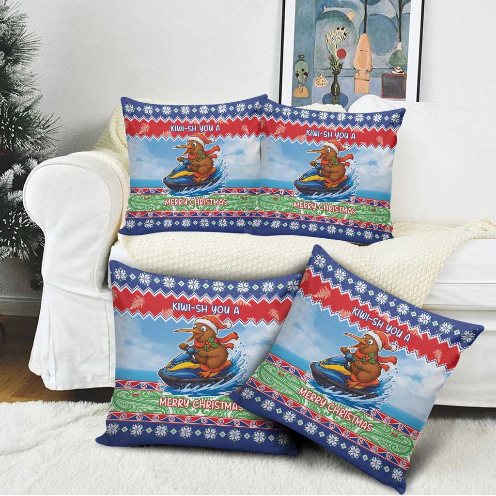 New Zealand Christmas Pillow Cover Funny Jet Ride Kiwi Xmas - Polynesian Pride