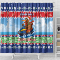 New Zealand Christmas Shower Curtain Funny Jet Ride Kiwi Xmas - Polynesian Pride
