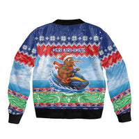 New Zealand Christmas Sleeve Zip Bomber Jacket Funny Jet Ride Kiwi Xmas - Polynesian Pride