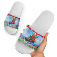 New Zealand Christmas Slide Sandals Funny Jet Ride Kiwi Xmas - Polynesian Pride