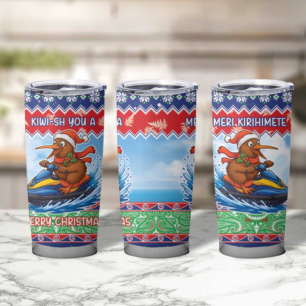 New Zealand Christmas Tumbler Cup Funny Jet Ride Kiwi Xmas - Polynesian Pride