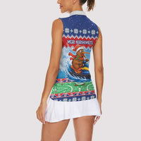 New Zealand Christmas Women Sleeveless Polo Shirt Funny Jet Ride Kiwi Xmas - Polynesian Pride