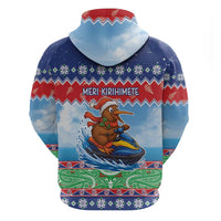 New Zealand Christmas Zip Hoodie Funny Jet Ride Kiwi Xmas - Polynesian Pride