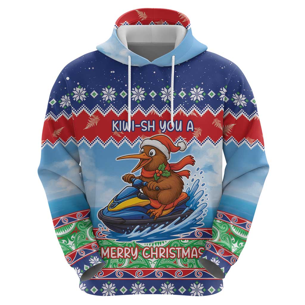 New Zealand Christmas Zip Hoodie Funny Jet Ride Kiwi Xmas - Polynesian Pride